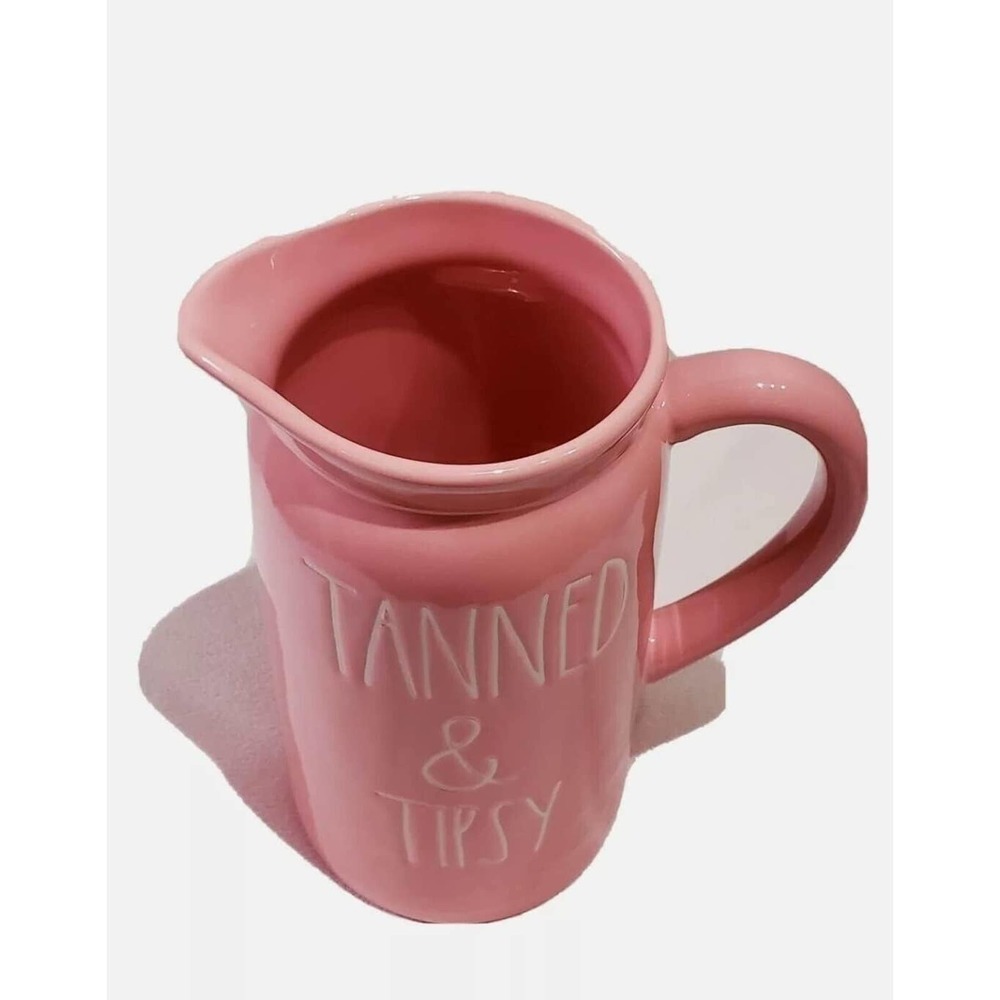 Rae Dunn Tanned and Tipsy Pitcher Pink 9" Tall *Brand New In Box" - Picture 3 of 3